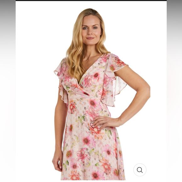 Nightway Collection Women's Floral Short Sleeve Bohemian Maxi Dress Size 4 - Picture 2 of 12